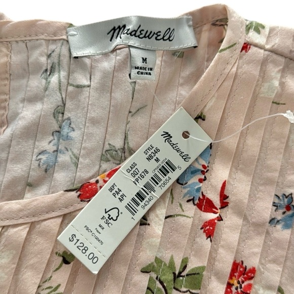 Madewell Pintuck Puff-Sleeve Mini Dress in Seaside Floral - Picture 8 of 15